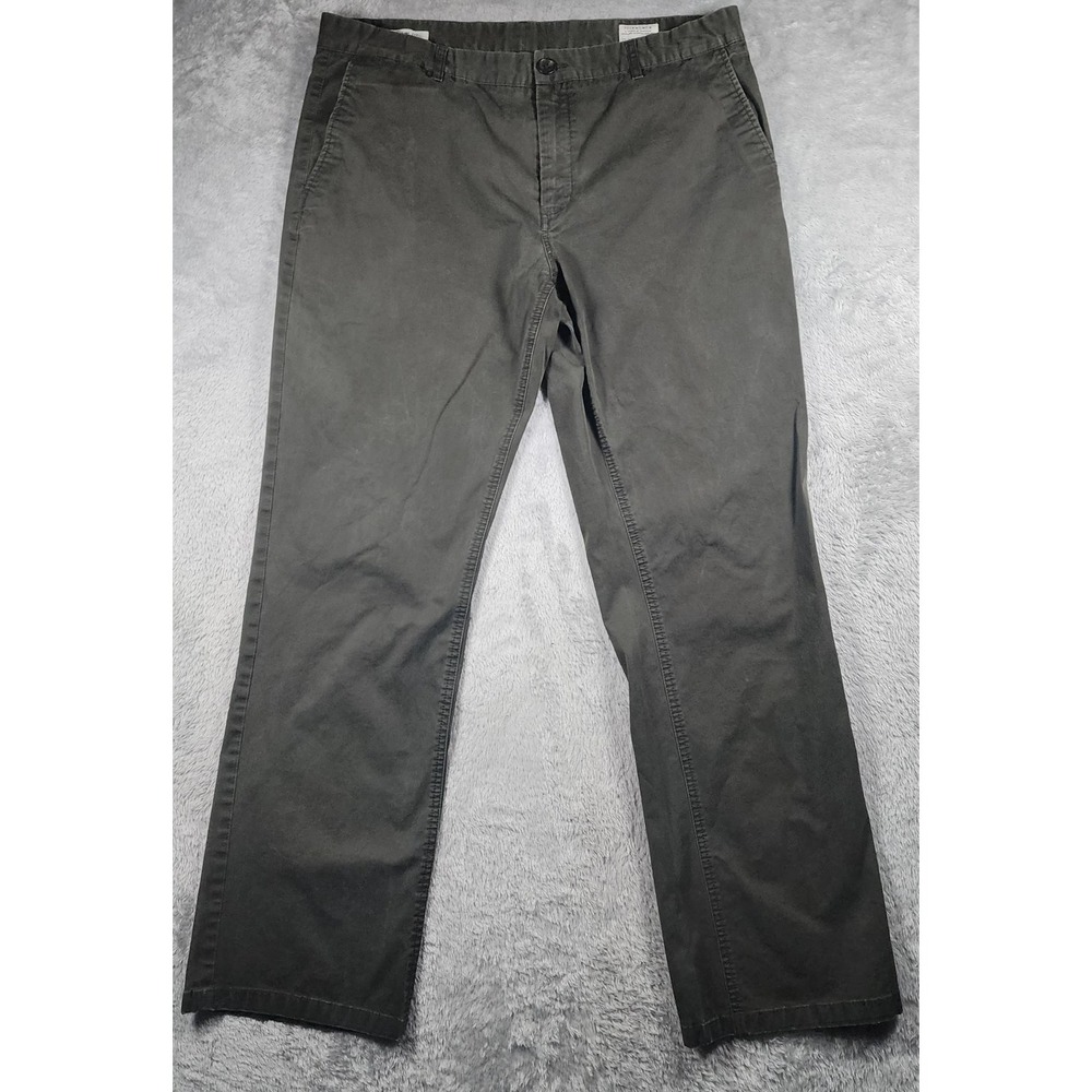 7 Diamonds Infinity Pants Mens 36x32 Green Canvas Straight Leg Chino Golf Casual